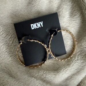 DKNY Twisted Gold Hoop Earrings